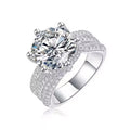 Jewelry wholesale Wholesale Moissanite 5CT D/VVS1 Round Cut Six-Prong Three-Row Pavé Shoulder Engagement Ring – 18K White Gold Vermeil on 925 Silver, GRA Certified