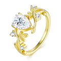 Jewelry wholesale Wholesale Moissanite D/VVS1 Pear Cut Leaf-Inspired Solitaire Band – 18K Yellow Gold Vermeil on 925 Silver, GRA Certified
