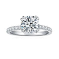 Jewelry wholesale Wholesale Moissanite D/VVS1 Round Cut Four-Prong Halo Engagement Ring with Pavé Shoulders – 18K White Gold Vermeil on 925 Silver, GRA Certified