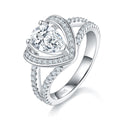 Jewelry wholesale Pear Cut Moissanite Heart Ring – 1.0CT, Platinum on S925 Silver