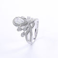 Jewelry wholesale Wholesale Moissanite D/VVS1 Pear Cut Vintage Crown-Inspired Engagement Ring – 18K White Gold Vermeil on 925 Silver, GRA Certified