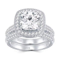 Jewelry wholesale Wholesale Moissanite D/VVS1 Cushion Cut Four-Prong Two-Row Eternity Engagement Ring – 18K White Gold Vermeil on 925 Silver, GRA Certified
