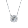 Jewelry wholesale 1.0 CTW · D/VVS1 Round Moissanite Disc-Bezel Pendant Necklace — 18 K White-Gold Vermeil on 925 Silver, 38.5 + 3.5 cm