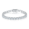 Jewelry wholesale 10 – 46 CTW · 3 – 5 mm D/VVS1 Round Moissanite “Bull-Head” Tennis Necklace – 18 K White-Gold Vermeil 925 Silver, 40 – 56 cm