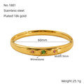 Wholesale Colorful Cubic Zirconia Classic 304 Stainless Steel Bangle – 18K Gold Plated, Chain 2.36in, Waterproof