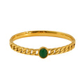 Wholesale Chain Link Green Natural Stone Vintage 304 Stainless Steel Bangle – 18K Gold Plated, Chain 2.36in, Waterproof