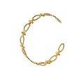 Jewelry wholesale Wholesale Cross Hollow Classic 304 Stainless Steel Open Bangle – 18K Gold Plated, Chain 2.44in, Waterproof