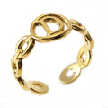 Wholesale Link Letters A-Z Minimalist 304 Stainless Steel Open Adjustable Ring – 18K Gold Plated, Waterproof