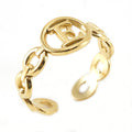 Wholesale Link Letters A-Z Minimalist 304 Stainless Steel Open Adjustable Ring – 18K Gold Plated, Waterproof