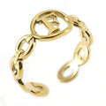 Wholesale Link Letters A-Z Minimalist 304 Stainless Steel Open Adjustable Ring – 18K Gold Plated, Waterproof