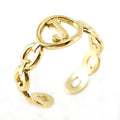 Wholesale Link Letters A-Z Minimalist 304 Stainless Steel Open Adjustable Ring – 18K Gold Plated, Waterproof