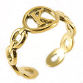 Wholesale Link Letters A-Z Minimalist 304 Stainless Steel Open Adjustable Ring – 18K Gold Plated, Waterproof