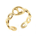 Wholesale Link Letters A-Z Minimalist 304 Stainless Steel Open Adjustable Ring – 18K Gold Plated, Waterproof