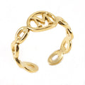 Wholesale Link Letters A-Z Minimalist 304 Stainless Steel Open Adjustable Ring – 18K Gold Plated, Waterproof