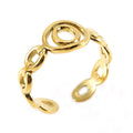 Wholesale Link Letters A-Z Minimalist 304 Stainless Steel Open Adjustable Ring – 18K Gold Plated, Waterproof