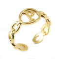 Wholesale Link Letters A-Z Minimalist 304 Stainless Steel Open Adjustable Ring – 18K Gold Plated, Waterproof