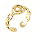 Wholesale Link Letters A-Z Minimalist 304 Stainless Steel Open Adjustable Ring – 18K Gold Plated, Waterproof