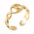 Wholesale Link Letters A-Z Minimalist 304 Stainless Steel Open Adjustable Ring – 18K Gold Plated, Waterproof