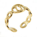 Wholesale Link Letters A-Z Minimalist 304 Stainless Steel Open Adjustable Ring – 18K Gold Plated, Waterproof