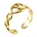 Wholesale Link Letters A-Z Minimalist 304 Stainless Steel Open Adjustable Ring – 18K Gold Plated, Waterproof