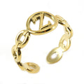 Wholesale Link Letters A-Z Minimalist 304 Stainless Steel Open Adjustable Ring – 18K Gold Plated, Waterproof