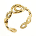 Wholesale Link Letters A-Z Minimalist 304 Stainless Steel Open Adjustable Ring – 18K Gold Plated, Waterproof