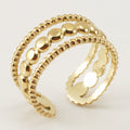 Wholesale Geometry Minimalist 304 Stainless Steel Open Adjustable Ring, Waterproof