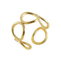 Wholesale Hollow Oval Twist Rope Vintage 304 Stainless Steel Open Adjustable Ring, Waterproof