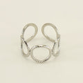Wholesale Hollow Oval Twist Rope Vintage 304 Stainless Steel Open Adjustable Ring, Waterproof