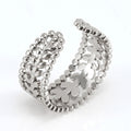 Wholesale Hollow Leaves Vintage 304 Stainless Steel Open Adjustable Ring, Waterproof