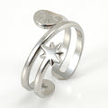 Wholesale Star&Starburst Vintage 304 Stainless Steel Open Adjustable Ring, Waterproof