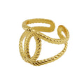 Wholesale Twist Rope Trendy 304 Stainless Steel Open Adjustable Ring, Waterproof