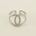 Wholesale Twist Rope Trendy 304 Stainless Steel Open Adjustable Ring, Waterproof