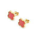 Wholesale Four Leaf Clover Elegant 304 Stainless Steel Stud Earrings - 18K Gold Plated, Waterproof