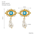 Jewelry wholesale Wholesale Eyes Elegant 304 Stainless Steel Dangle Earrings - 18K Gold Plated, Waterproof