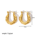 Jewelry wholesale Wholesale Trendy 304 Stainless Steel Hoop Earrings - 18K Gold Plated, Waterproof