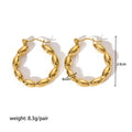 Jewelry wholesale Wholesale Trendy 304 Stainless Steel Hoop Earrings - 18K Gold Plated, Waterproof