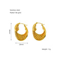 Wholesale U Shape Stripe Elegant 304 Stainless Steel Hoop Earrings - 18K Gold Plated, Waterproof