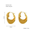 Wholesale U Shape Stripe Elegant 304 Stainless Steel Hoop Earrings - 18K Gold Plated, Waterproof