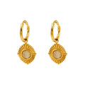 Wholesale Opal Trendy 304 Stainless Steel Dangle Earrings - 18K Gold Plated, Waterproof