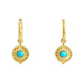 Jewelry wholesale Wholesale Blue Turquoise Trendy 304 Stainless Steel Dangle Earrings - 18K Gold Plated, Waterproof