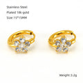 Wholesale Flower Elegant 304 Stainless Steel Hoop Earrings - 18K Gold Plated, Waterproof