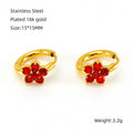 Wholesale Flower Elegant 304 Stainless Steel Hoop Earrings - 18K Gold Plated, Waterproof