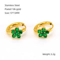 Wholesale Flower Elegant 304 Stainless Steel Hoop Earrings - 18K Gold Plated, Waterproof