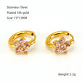 Wholesale Flower Elegant 304 Stainless Steel Hoop Earrings - 18K Gold Plated, Waterproof