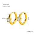 Wholesale Star Elegant 304 Stainless Steel Hoop Earrings - 18K Gold Plated, Waterproof
