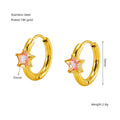 Wholesale Star Elegant 304 Stainless Steel Hoop Earrings - 18K Gold Plated, Waterproof