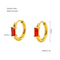 Wholesale Rectangle Cubic Zirconia Elegant 304 Stainless Steel Hoop Earrings - 18K Gold Plated, Waterproof