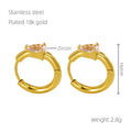 Wholesale Waterdrop Cubic Zirconia Elegant 304 Stainless Steel Hoop Earrings - 18K Gold Plated, Waterproof