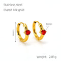 Wholesale Round Cubic Zirconia Elegant 304 Stainless Steel Hoop Earrings - 18K Gold Plated, Waterproof